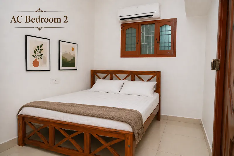 Bharathi Homestay | A/C 1&2 BHK Near Nataraja Temple (10 mins. Drive) | Kitchen, Games & Car Rental
